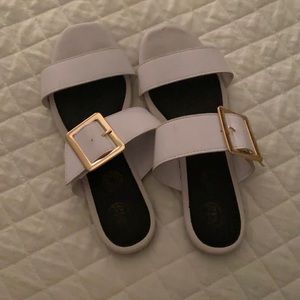 Whote buckle sandals